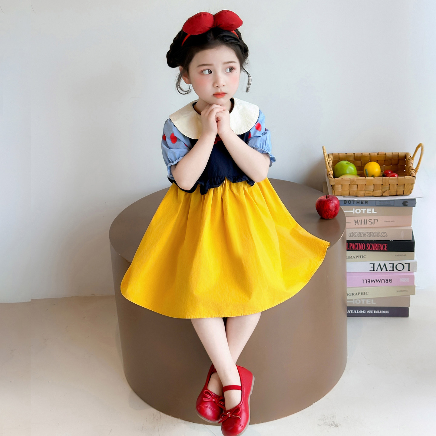 女孩夏装短袖裙子白雪公主裙女童纯棉学院风春季演出礼服连衣裙