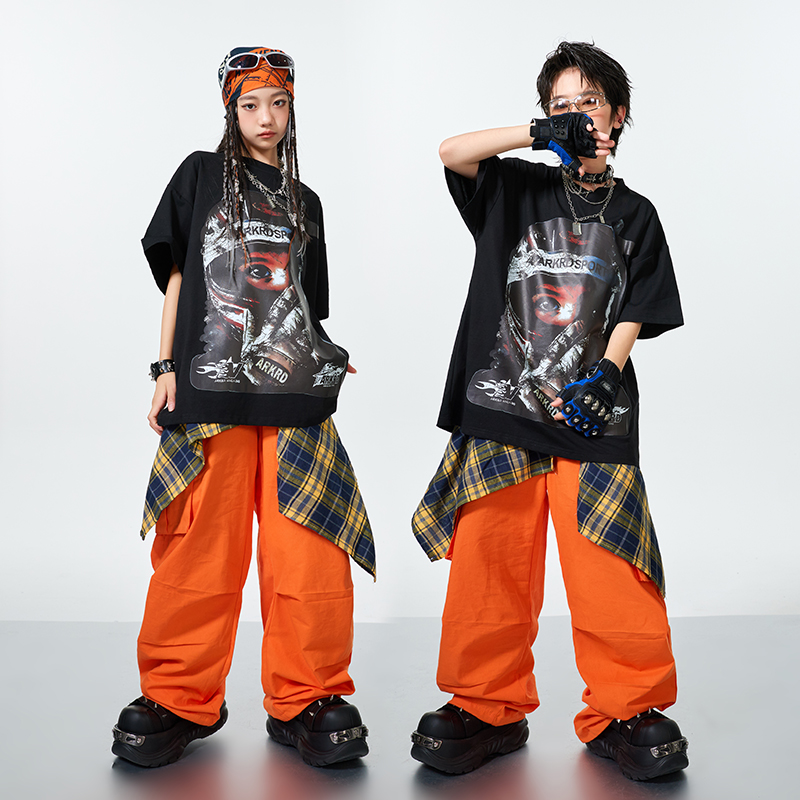 儿童街舞演出服舞蹈男童hiphop套装少儿嘻哈服装女童爵士舞表演服