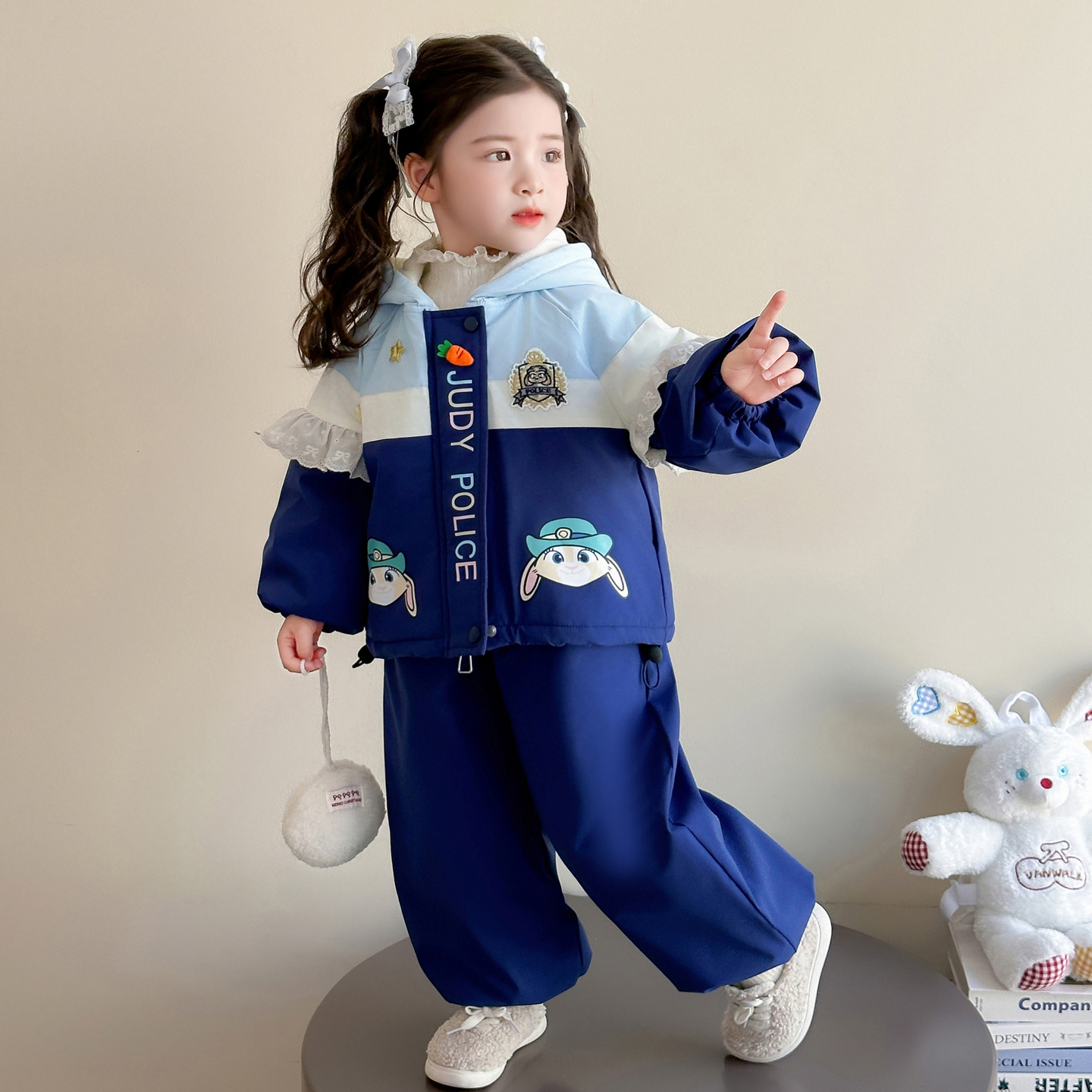 女童套装疯狂动物城朱迪棉服两件套演出服棉服兔子警官cos服装