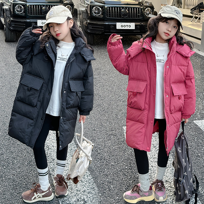 女童羽绒棉服冬季新款儿童加厚保暖棉袄洋气女孩韩版中长款棉衣潮