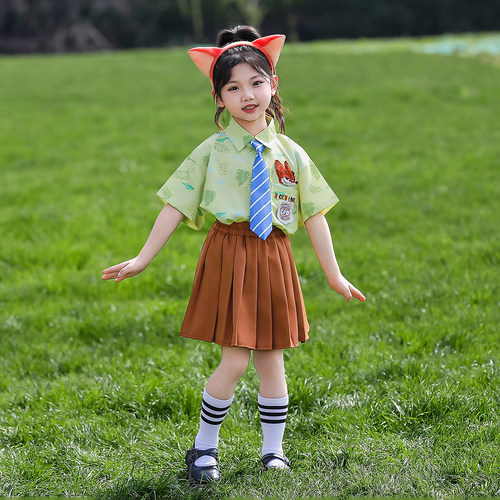 男童套装疯狂动物城尼克狐狸演出服夏季女童兔子警官儿童cos服装
