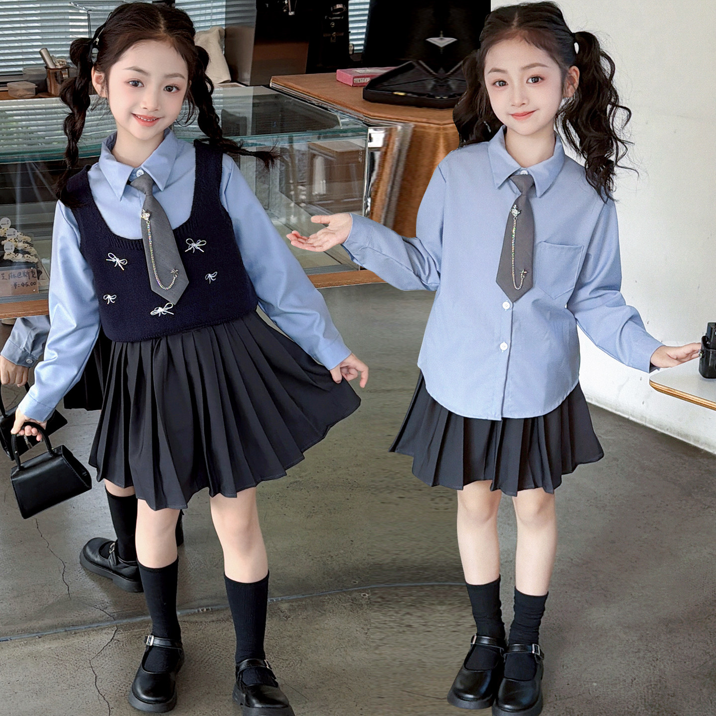 女童园服校服学院风演出服春秋儿童jk衬衫吊带马甲衬衫裙子三件套,童装/婴儿装/亲子装,儿童演出服,淘宝优惠券,粉丝福利购,淘宝优惠卷