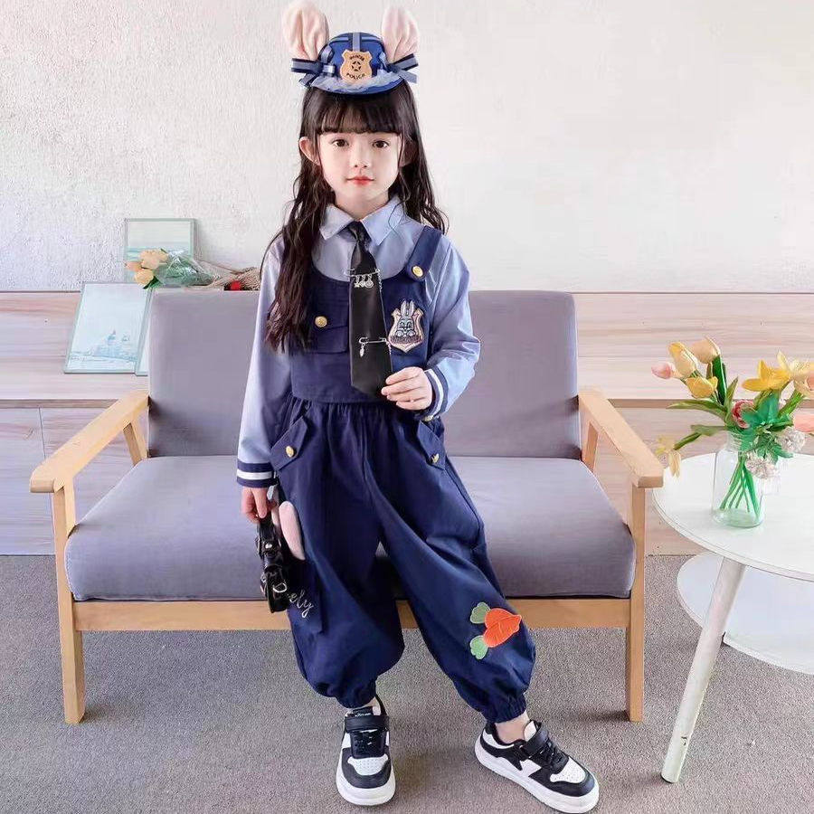 男女童套装疯狂动物城演出服朱迪演出服秋季兔子警官儿童cos服装