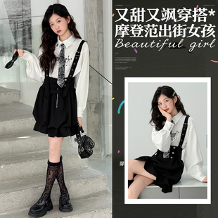 女童运动服套装春季新款小女孩纯棉韩版休闲两件套童装衣服背带裤