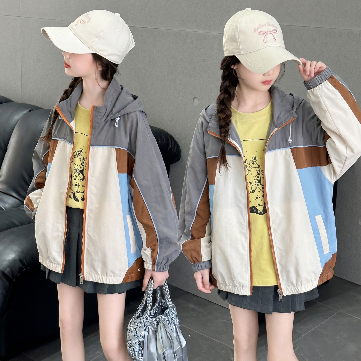 女童防晒衣夏季新款女孩轻薄透气连帽冰丝外套中大儿童户外运动服