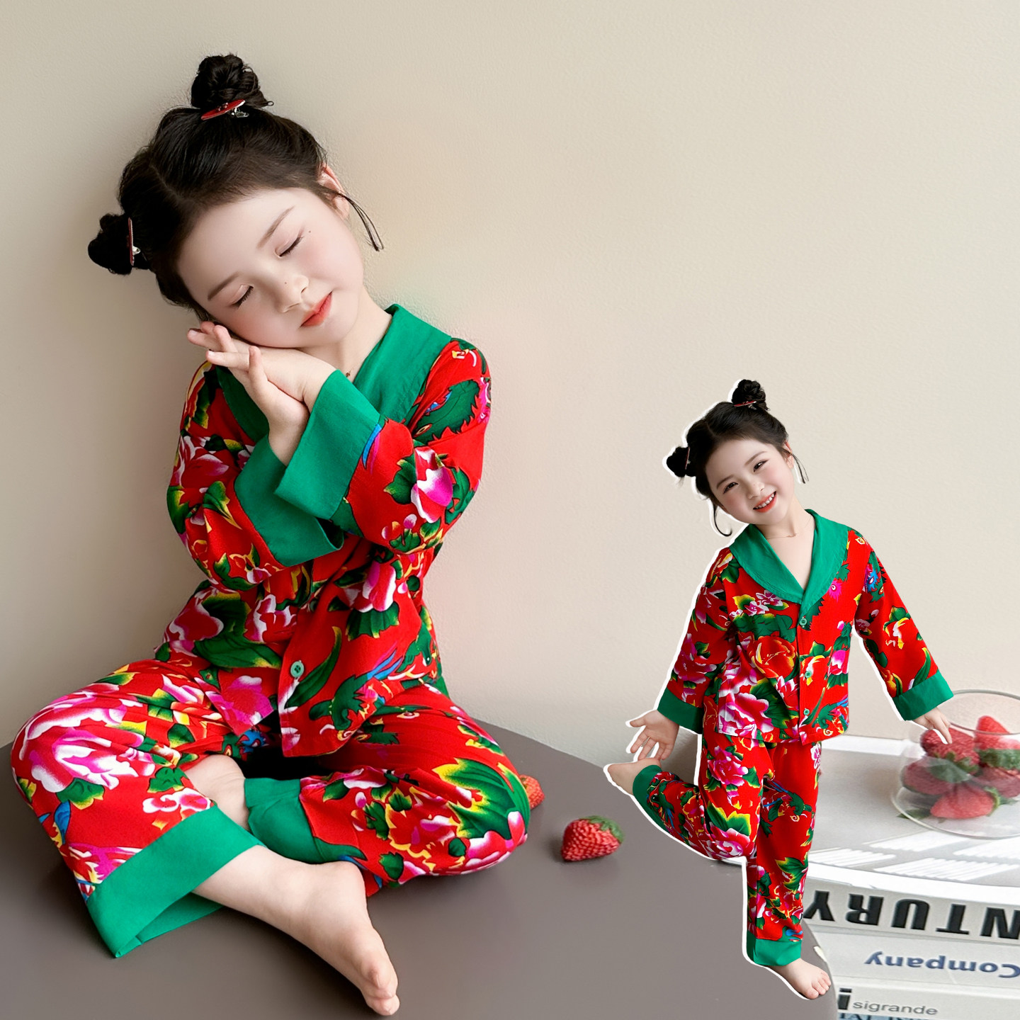 2026新款女童睡衣套装春秋季女孩纯棉长袖儿童家居服两件套童装潮