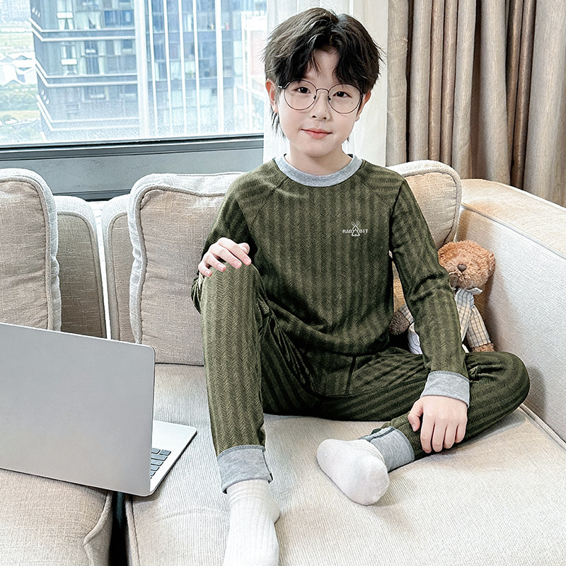 男童睡衣套装冬季新款2026新款大童男孩冬装儿童保暖内衣居家服