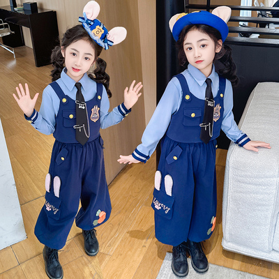 男女童套装疯狂动物城尼克狐狸演出服秋季兔子警官儿童cos服装