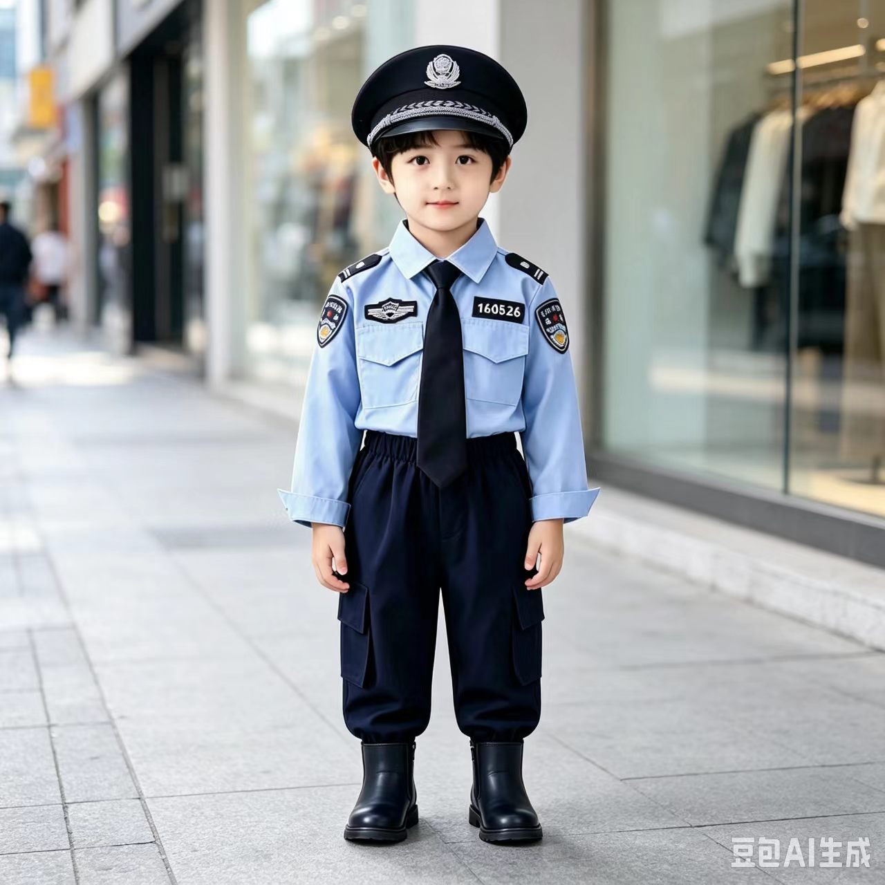 儿童纯棉套装男女童长袖交警制服小男孩警服演出服警官服装cos秋