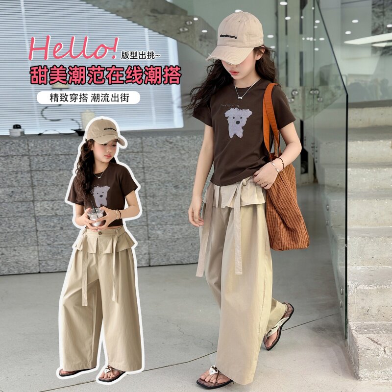 女童短袖套装夏季韩版女孩T恤宽松裤子两件套中大童休闲童装衣服