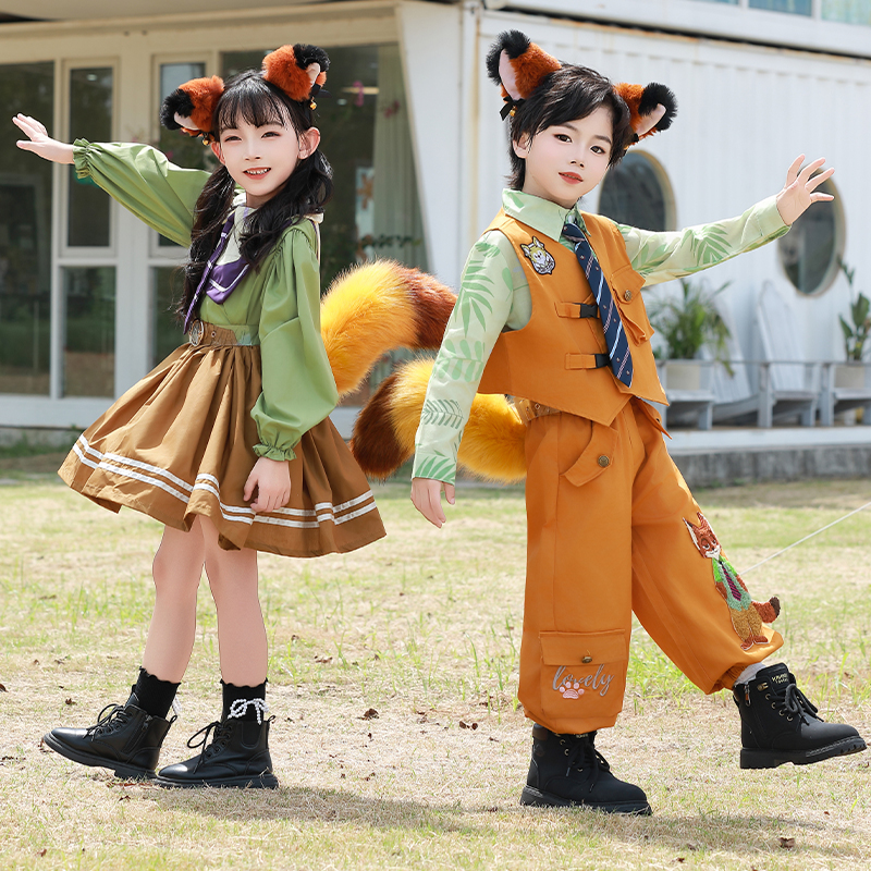 男女童套装疯狂动物城尼克狐狸演出服冬季兔子警官儿童cos服