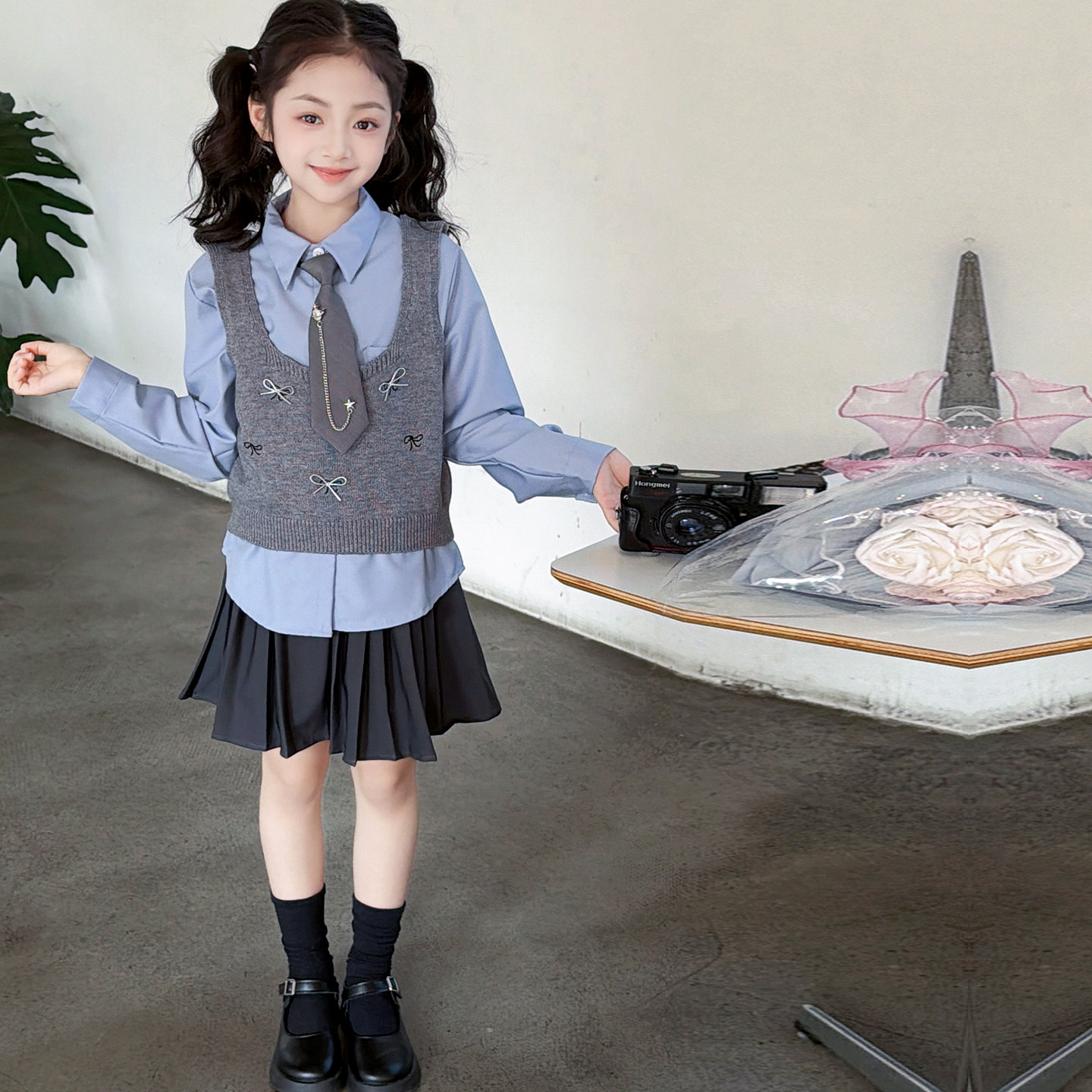 女童园服校服学院风演出服春秋儿童jk衬衫吊带马甲衬衫裙子三件套,童装/婴儿装/亲子装,儿童演出服,淘宝优惠券,粉丝福利购,淘宝优惠卷