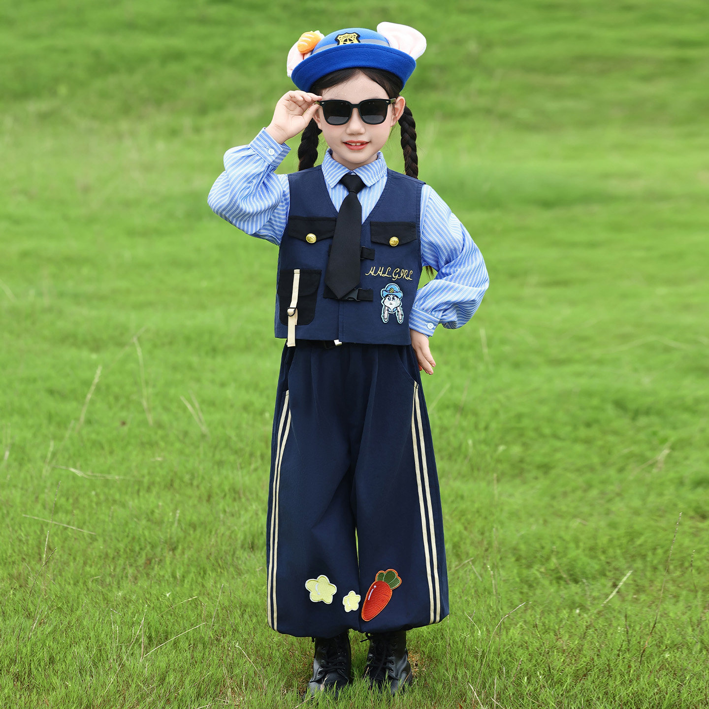 男女童套装疯狂动物城尼克狐狸演出服秋季兔子警官儿童cos服装
