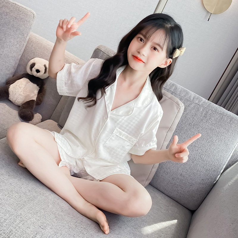女童夏季冰丝凉感家居服套装