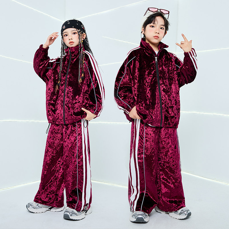 女童运动套装新款女孩爵士舞两件套韩版街舞童装衣服演出服嘻哈潮