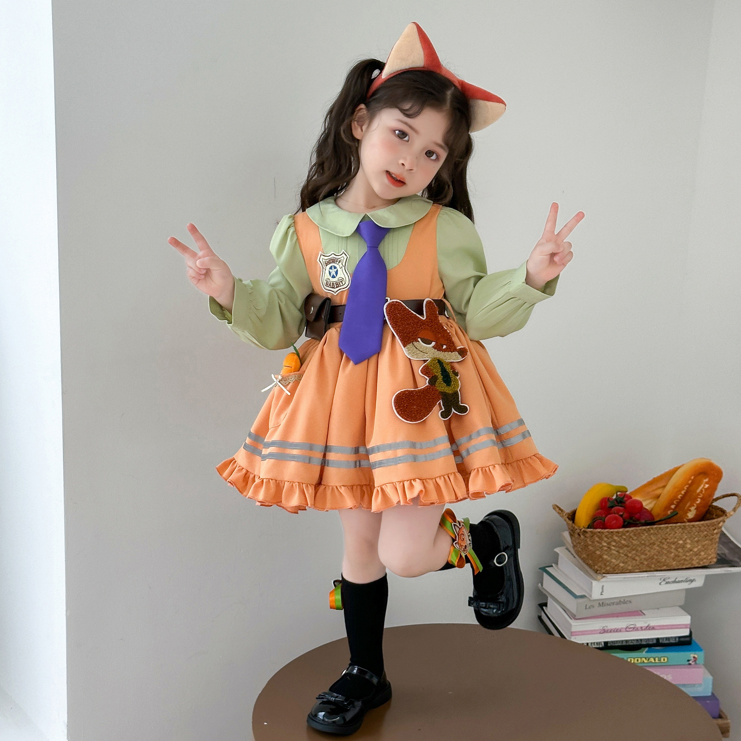 女童疯狂动物城朱迪连衣裙演出服春秋女童兔子警官cos服装尼克裙