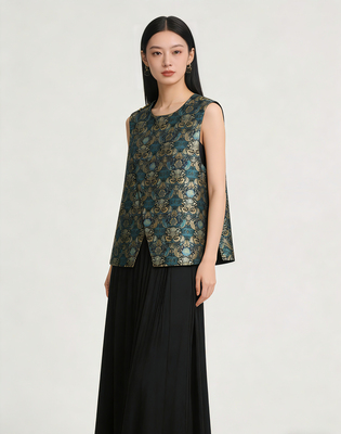 上九楷蕉叶莲马甲 正品带钢印 内衬22姆米6A桑蚕丝 上九楷螺钿