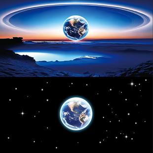 鱼缸背景贴纸定制立体壁纸水族箱壁画造景装 饰3D星空地球静电自粘