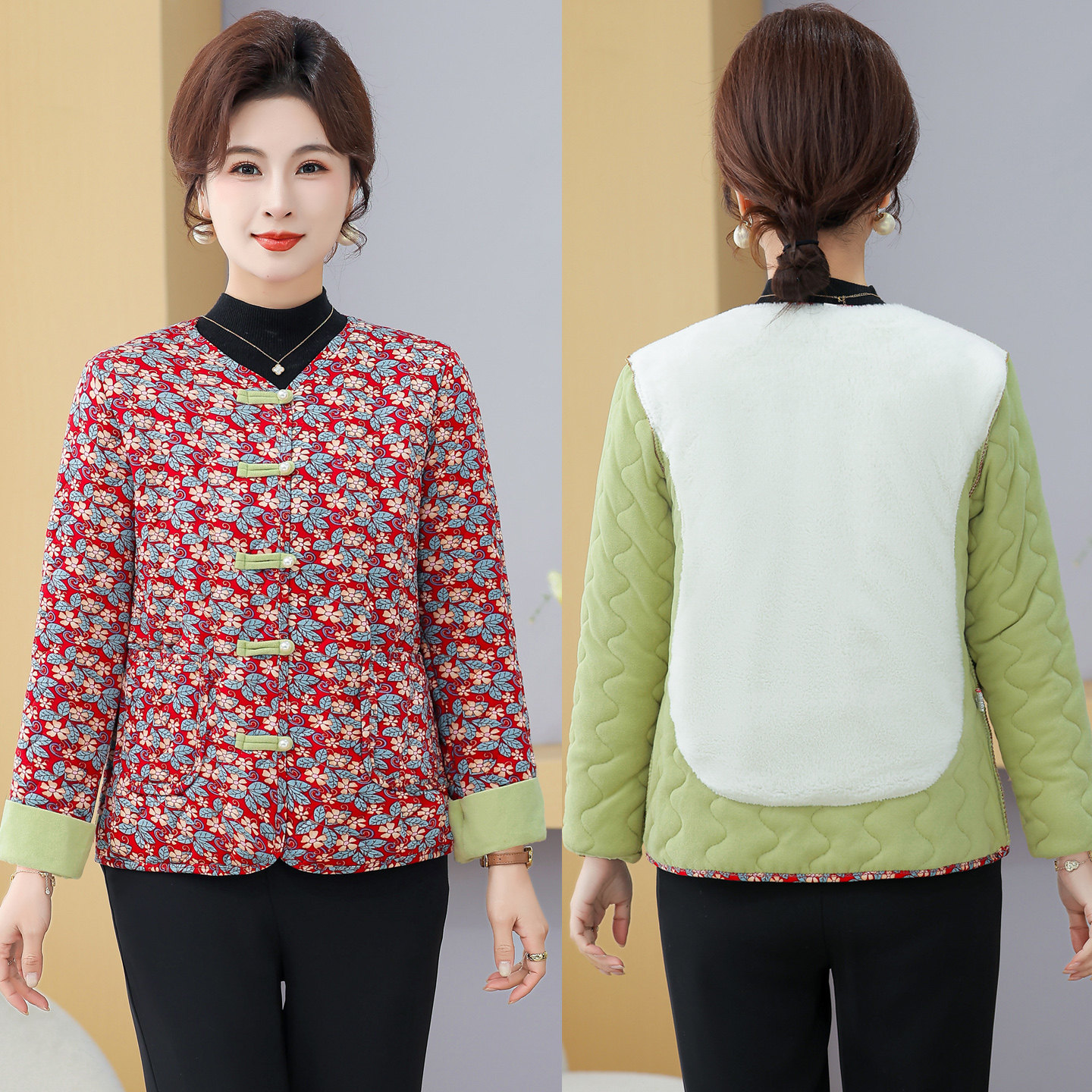 带护背贴片保暖内胆棉服