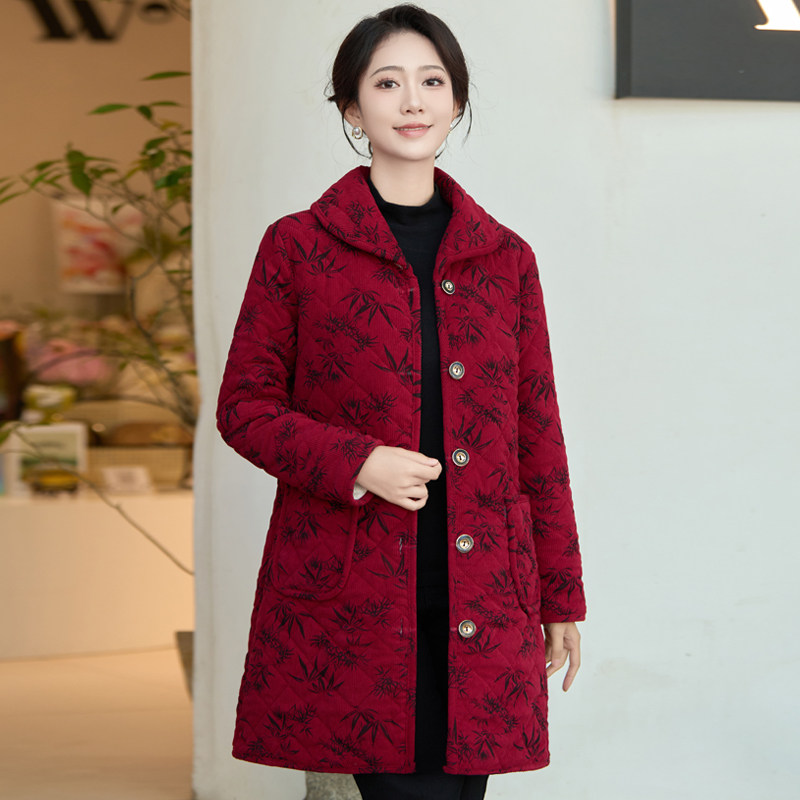 洋气妈妈棉衣加厚外套复古