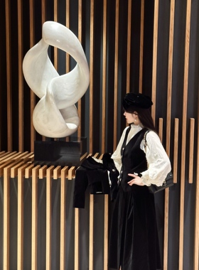 PEPPER ANN私人订制绒面马甲收腰西装开衩半裙套装