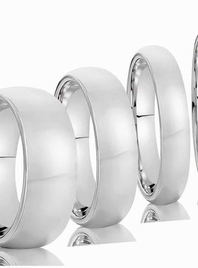 银色钨钢戒指饰品弧面全光本色钨金戒指简约经典情侣对戒现货