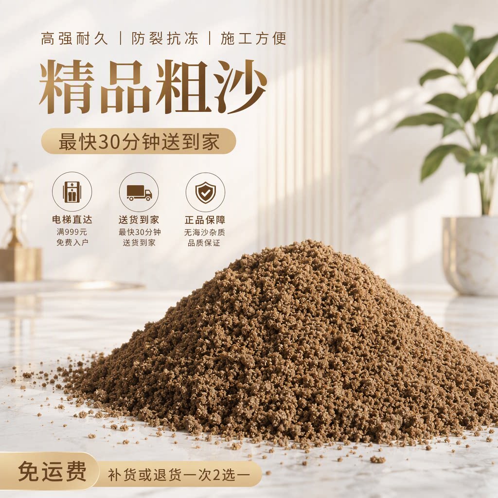 黄沙建筑用沙黄砂粗沙水泥沙子中砂细砂袋装上海同城厂家直销供应