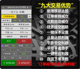 订单平仓利器MT4交易面板一键平仓EA辅助挂单自定义点数自动减仓