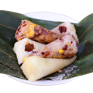 手工纯素粽子板栗蜜枣豆沙糯米原味白粽佛家素食牛角粽顺丰包邮