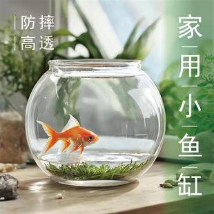 窄高型鱼缸水培植物一体长条玻璃缸圆鱼缸加氧过滤电视柜旁金鱼缸