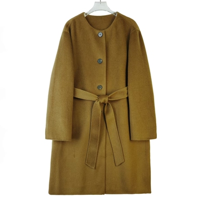 PYY985 新款时尚韩版简约气质圆领女士长款大衣