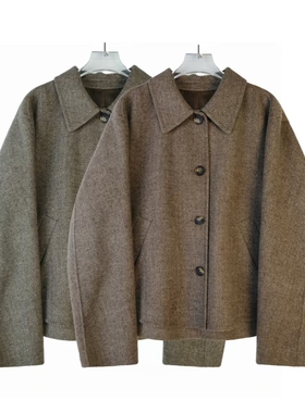 PYY989 新款时尚韩版气质人字纹女士短款羊毛大衣