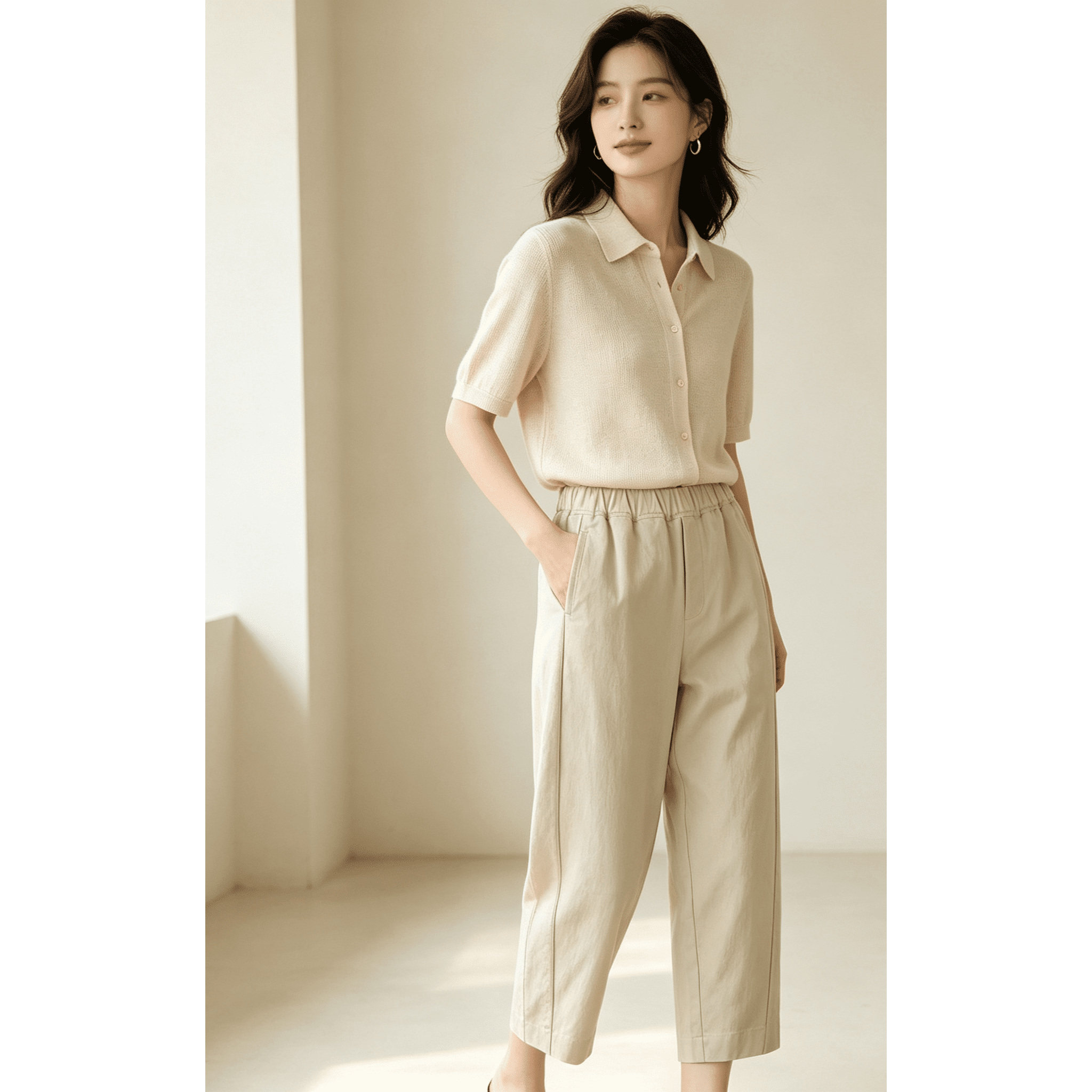 DYZ839 新款时尚休闲百搭女士九分裤
