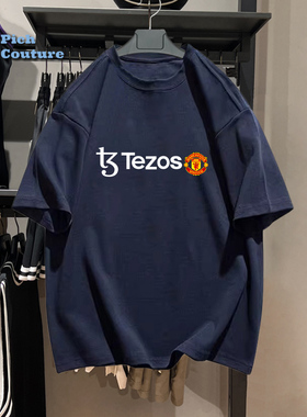英超曼联25-26赛季短袖T恤纯棉圆领宽松上衣男女休闲足球服上衣