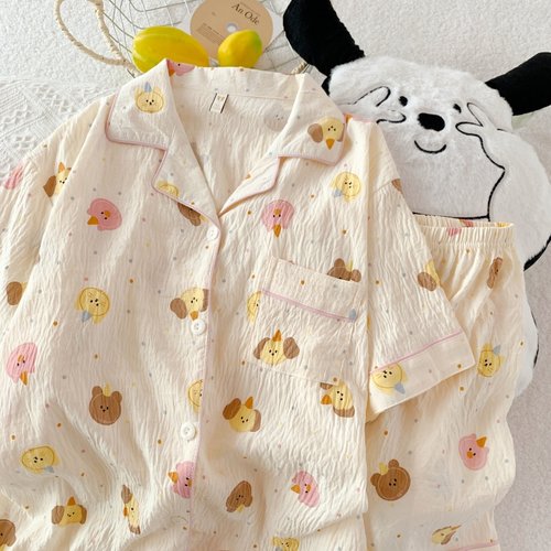 甜美可爱休闲云朵棉短袖短裤睡衣