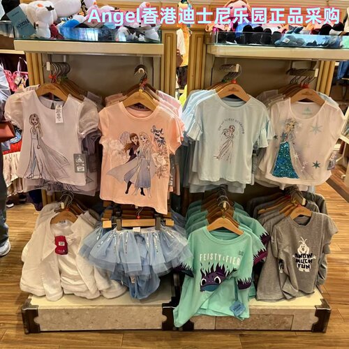 香港迪士尼乐园 冰雪奇缘雪宝艾莎火灵安娜可爱卡通短袖上衣 T恤