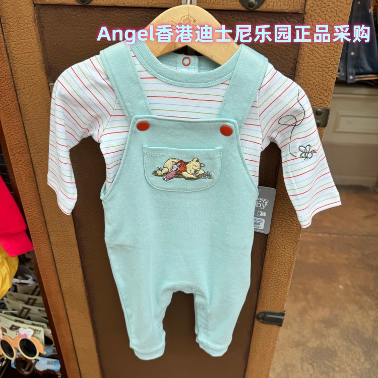 香港迪士尼 维尼熊 小熊维尼噗噗卡通大头婴儿 卡通连体衣 套装