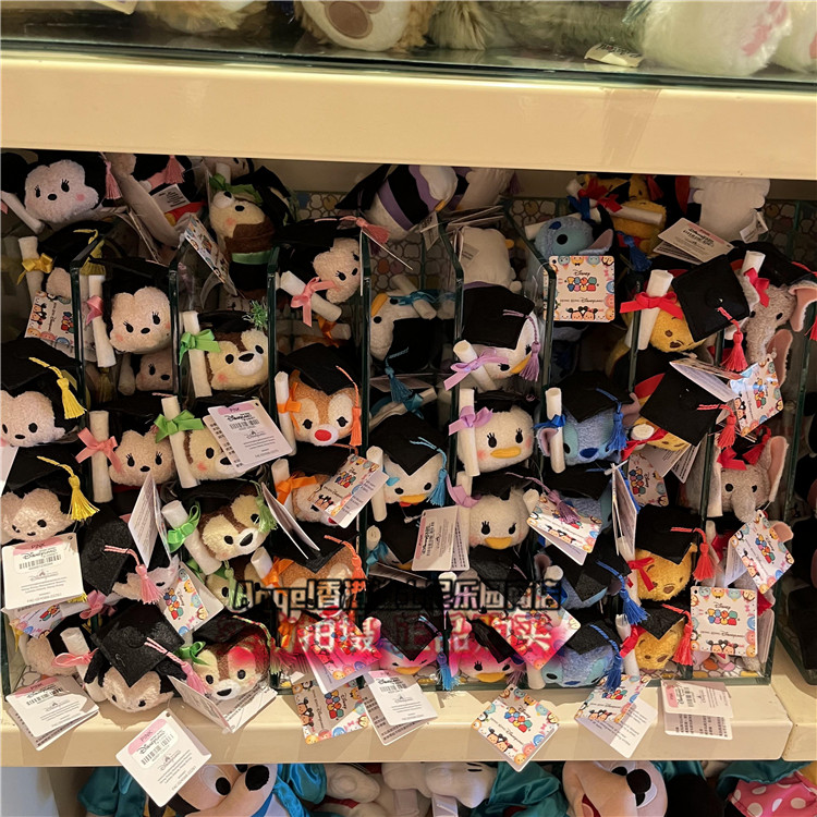 香港迪士尼 史迪仔维尼熊奇奇蒂蒂卡通毕业四方帽tusm 手掌玩偶