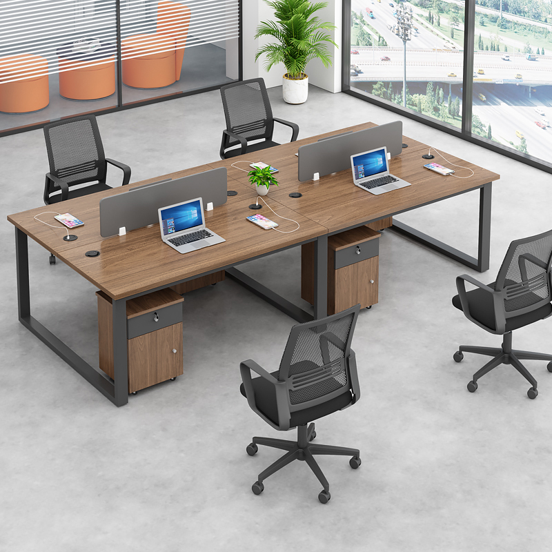 职员办公桌椅组合四人开放式员工办公桌简约职员桌办工作桌面对面