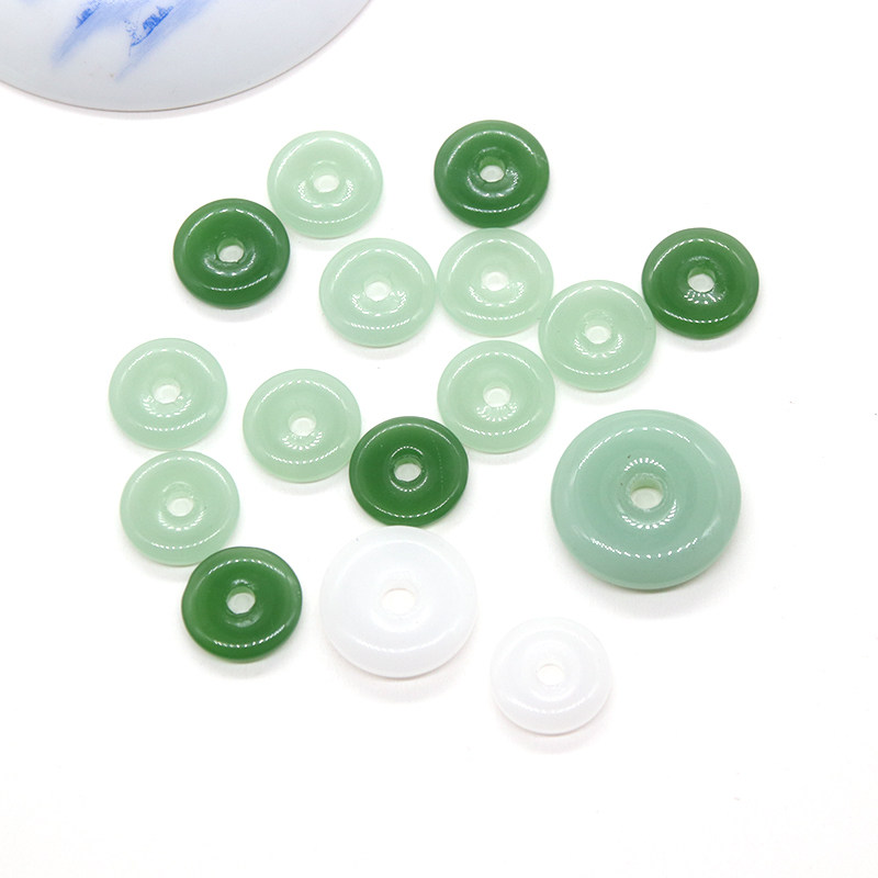 10颗15mm平安扣圆圈仿玉琉璃珠子DIY手工发簪手链吊坠饰品配件