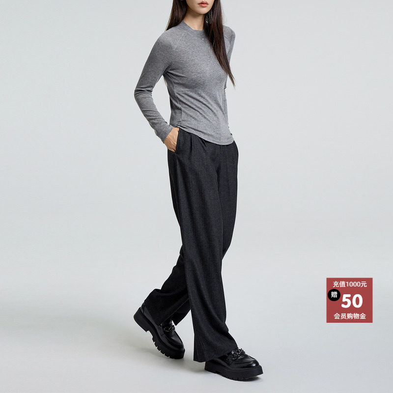 恩瑞妮商场同款2025冬季新款百搭显瘦气质淑女休闲裤女裤子阔腿裤