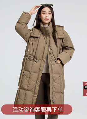 恩瑞妮廓形羽绒服女长款连帽