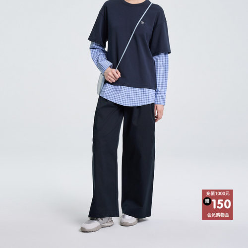 恩瑞妮高腰阔腿显瘦女长裤藏蓝