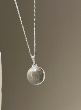 天然10A净体无杂冰透白水晶项链2025新款学生党轻奢男女纯银吊坠