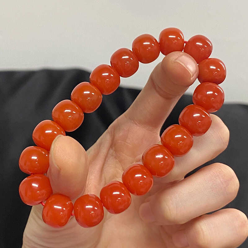 保山满肉南红单圈珠子天然老型珠