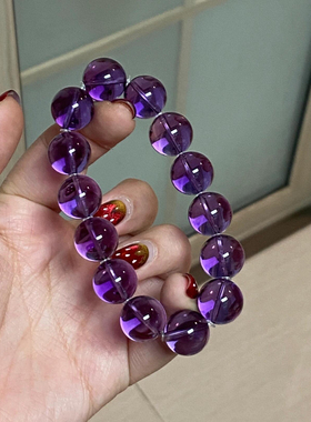 毕业级天然巴西乌拉圭全净体紫水晶手串单圈手链九紫离火运深紫色
