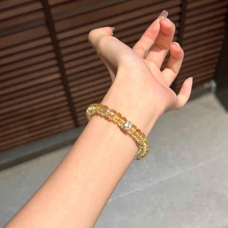 天然黄水晶无忧化橘子黄手链女款图片