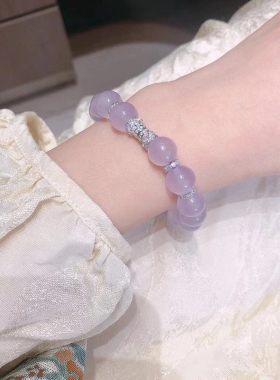 女款冰透紫玉髓时尚简约手链