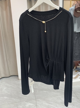挂链圆领长袖上衣不规则收腰设计2025秋款24815