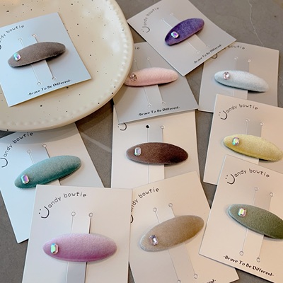 Candy bowtie 手工  进口丝绒bb夹碎发夹儿童闪钻不锈钢防锈边夹